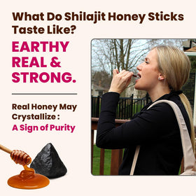 Bâtonnets de miel Shilajit Natruveda, arrière de l'emballage