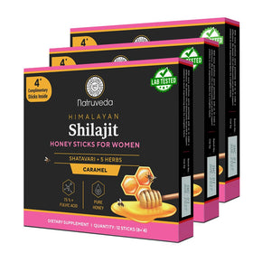 Bâtonnets de miel Shilajit Natruveda, emballage avant