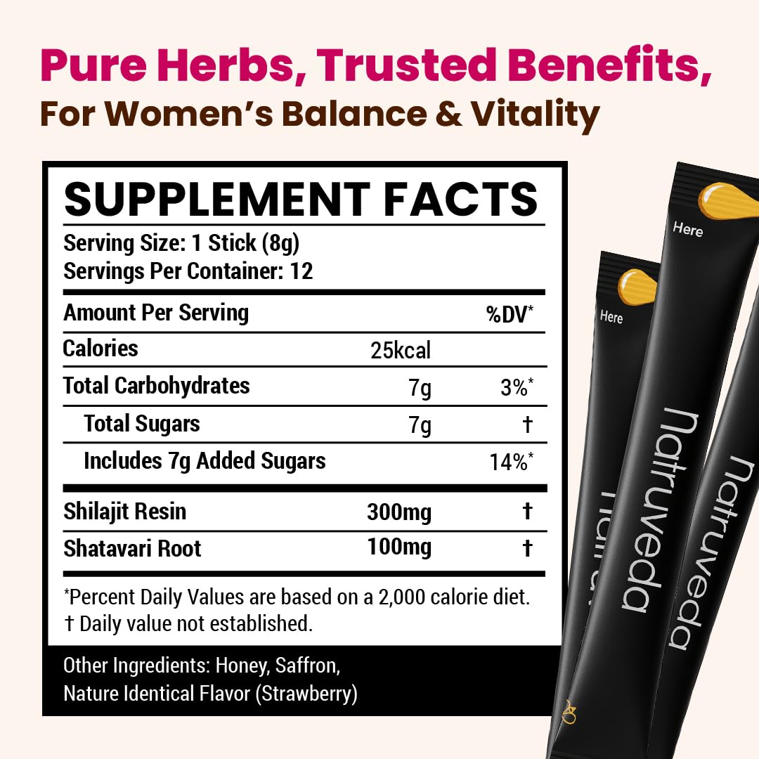 Bâtonnets de miel Shilajit Natruveda, format pratique