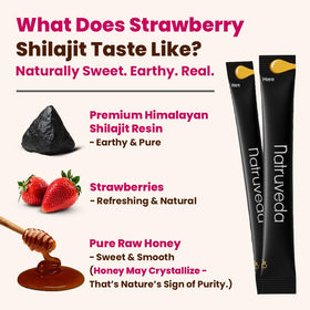 Bâtonnets de miel Shilajit Natruveda, goût fraise, en boîte
