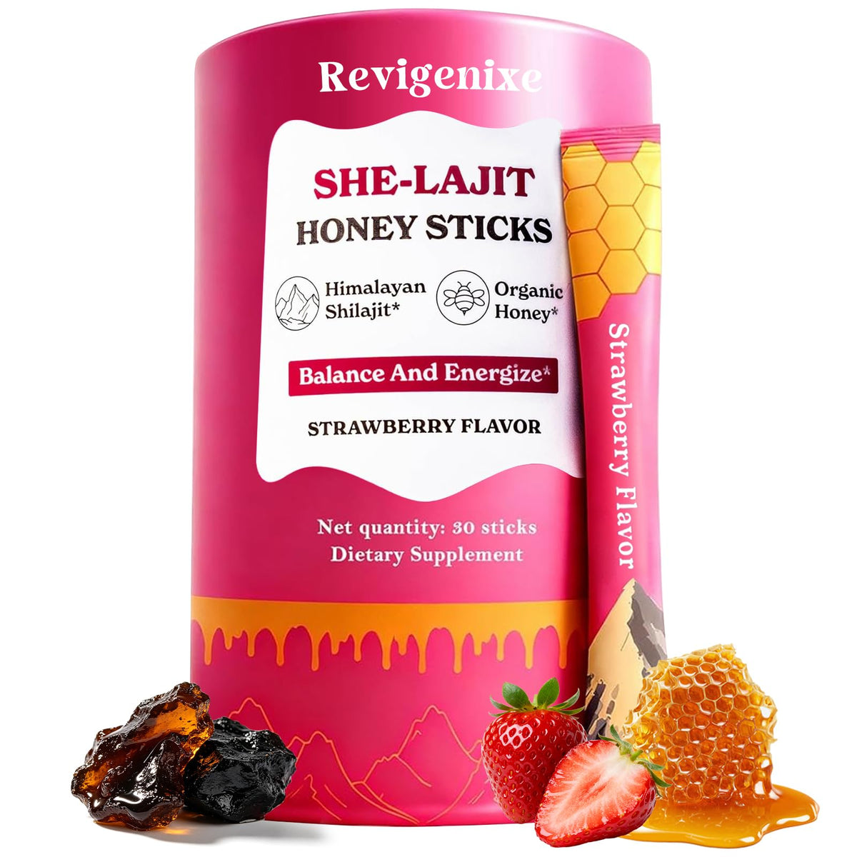 Bâtonnets de miel Shilajit Revigenixe, paquet de 30 bâtonnets