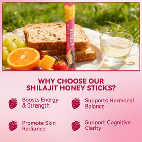 Bâtonnets de miel Shilajit Tideon en main