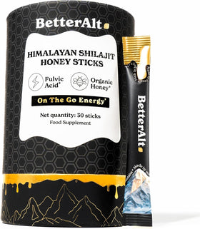 Bâtonnets de Shilajit Better Alt avec miel bio et safran, vue de face