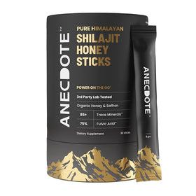 Bâtonnets de Shilajit Himalayen ANECDOTE avec miel bio et safran, emballage