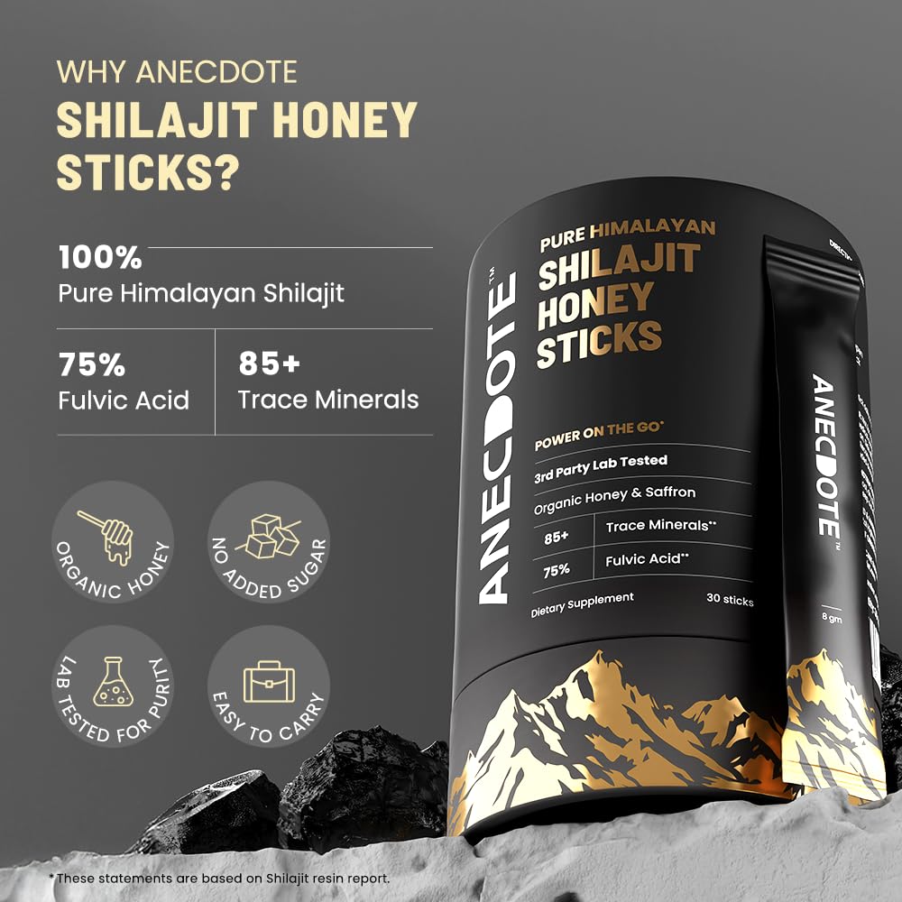 Bâtonnets de Shilajit Himalayen ANECDOTE sur une table en bois