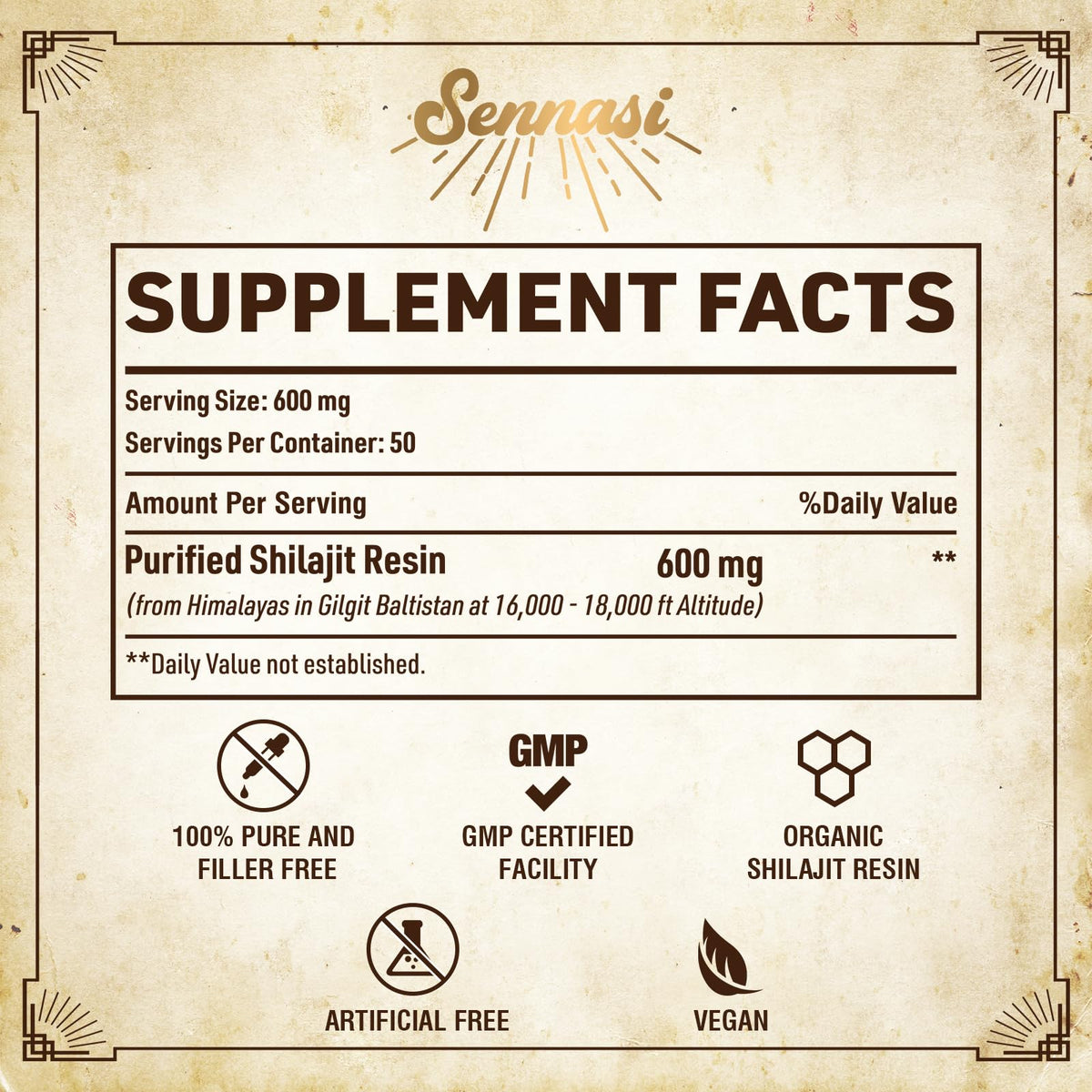 Bâtonnets doseurs inclus avec la résine de shilajit Sennasi