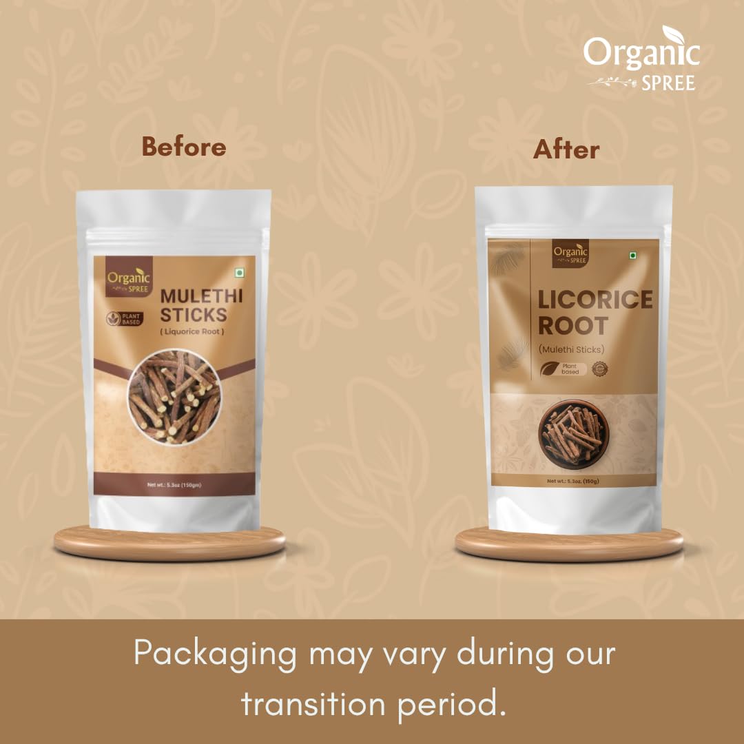 Bâtons de réglisse Mulethi ORGANIC SPREE sur une table en bois