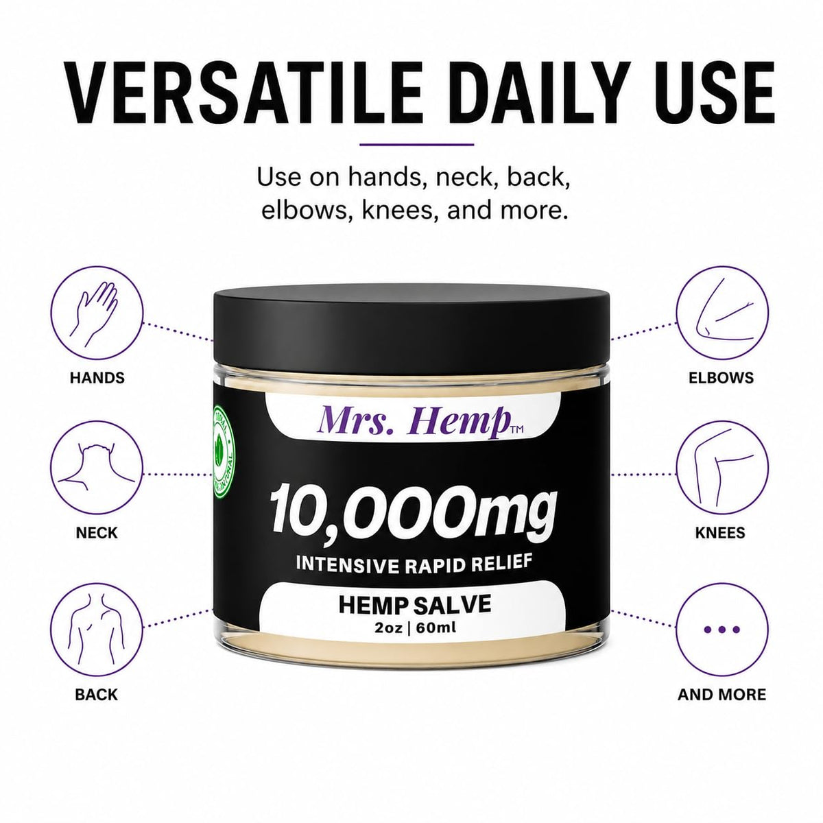 Baume au chanvre MRS. HEMP 10 000 MG pot vu de côté