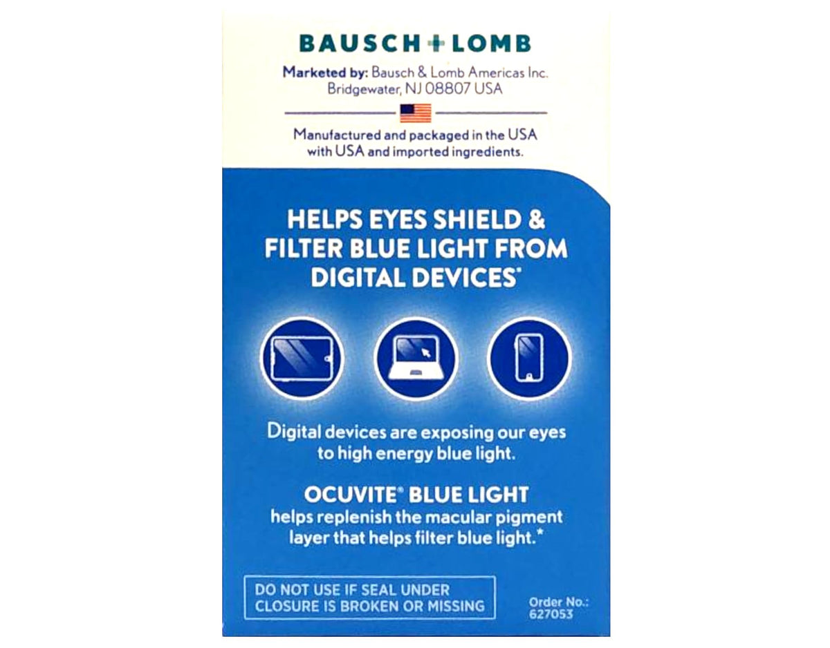 Bausch + Lomb Ocuvite Blue Light gélules mini sur une table