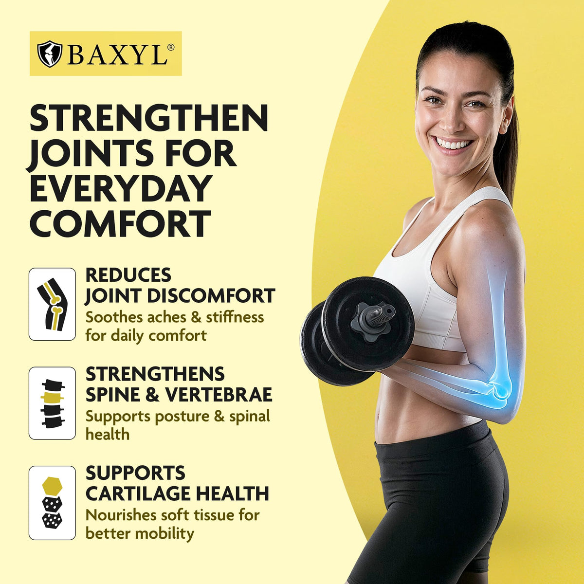 BAXYL Acide Hyaluronique 180ml en usage sur une table