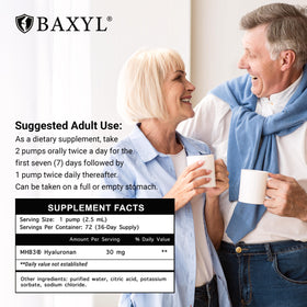 BAXYL Complément Acide Hyaluronique 2x180ml avec un verre d'eau