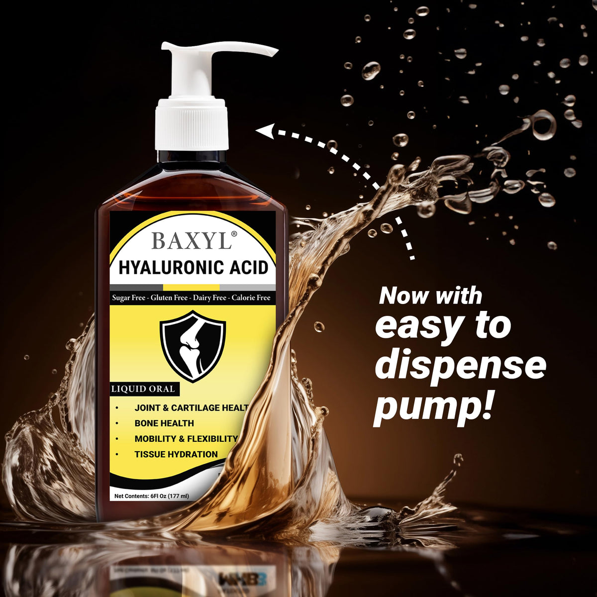 BAXYL Complément Acide Hyaluronique 2x180ml bouteille ouverte