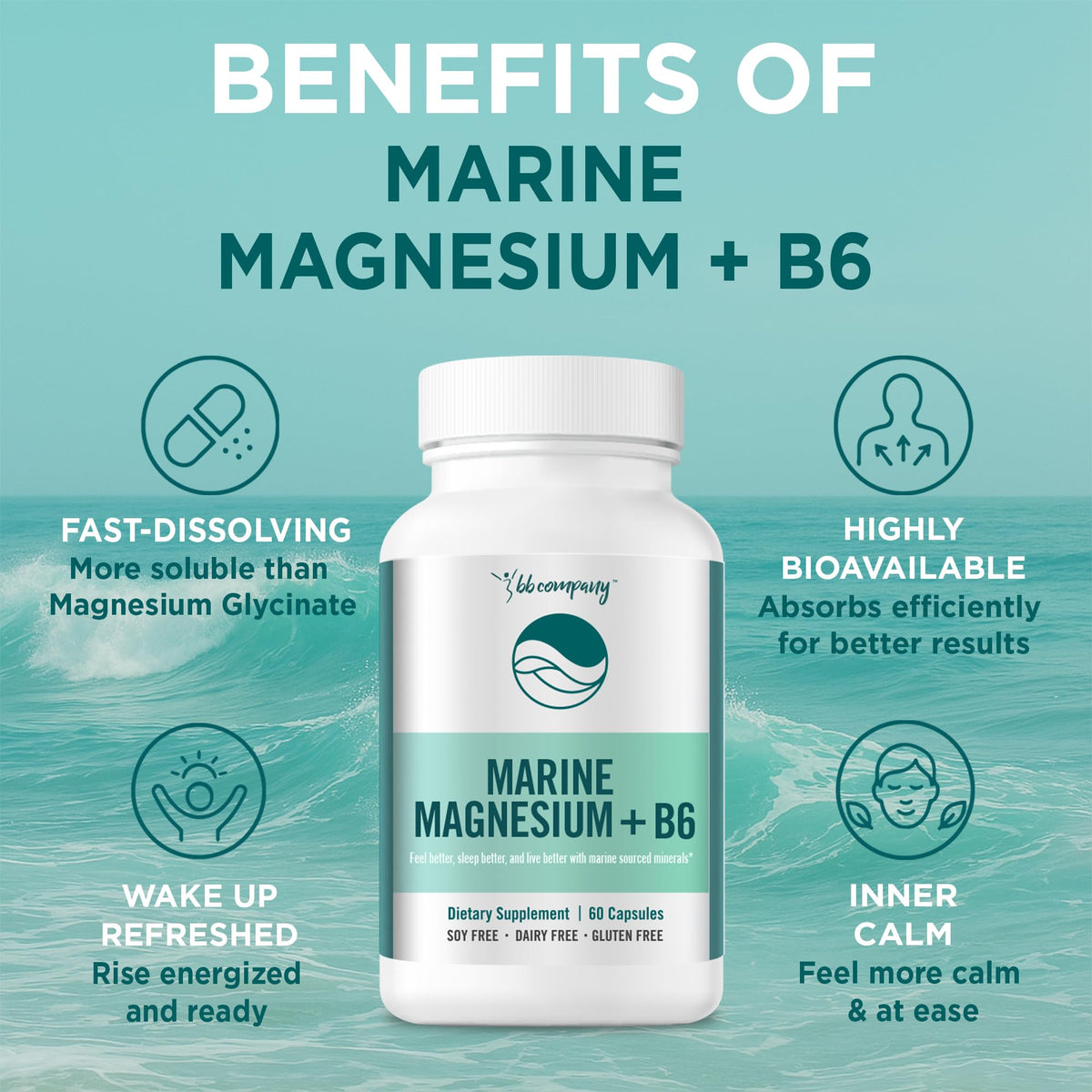 BB Company Magnésium Océan 200mg Aquamin 60 Capsules - présentation du produit