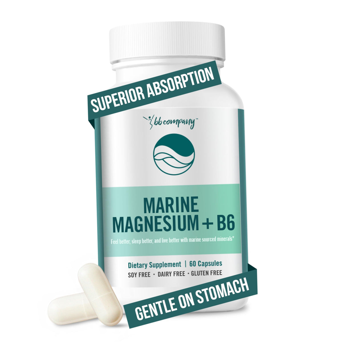 BB Company Magnésium Océan 200mg Aquamin 60 Capsules - vue de face