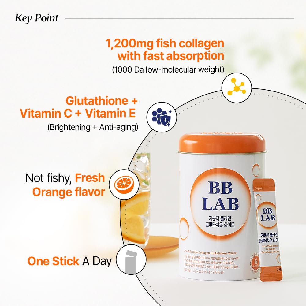 BB LAB Collagène Glutathion Orange stick showing ingredient details