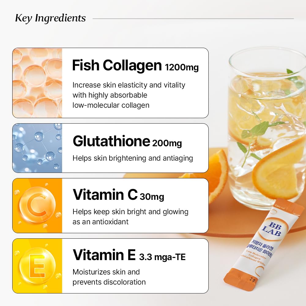 BB LAB Collagène Glutathion Orange stick with nutritional facts
