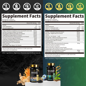 BBEEAAUU Shilajit et Mousse de Mer 240 capsules, étiquette détaillée