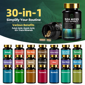 BBEEAAUU Shilajit et Mousse de Mer 240 capsules, vue de côté