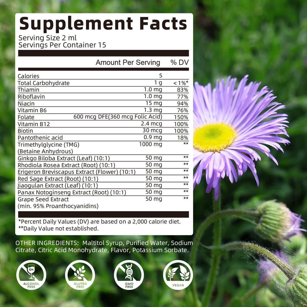BBEEAAUU TMG 1000MG avec des fruits frais en arrière-plan