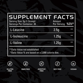 BCAA GAINS IN BULK sur une table avec ingrédients