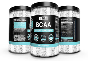 BCAA PURE ORIGINAL INGREDIENTS avec étiquette claire sur le côté