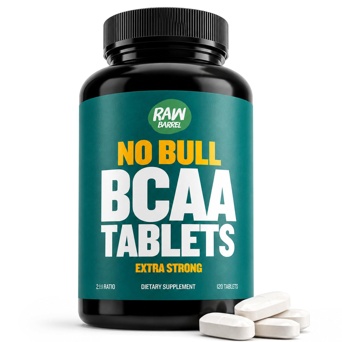 BCAA Tablettes Vegan Raw Barrel 120 Pilules vue de face