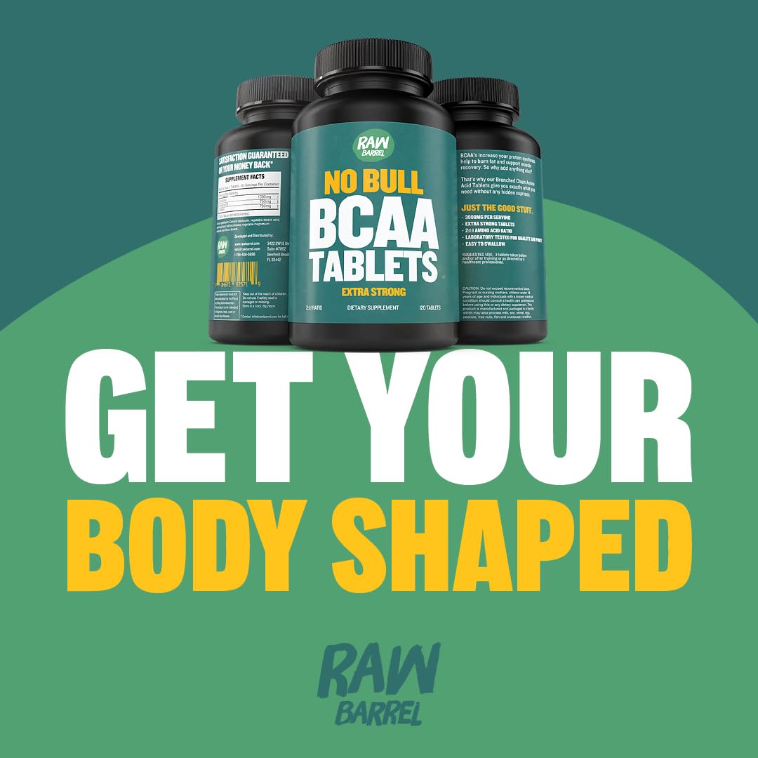 BCAA Tablettes Vegan Raw Barrel emballage avec informations nutritionnelles