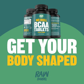 BCAA Tablettes Vegan Raw Barrel emballage avec informations nutritionnelles