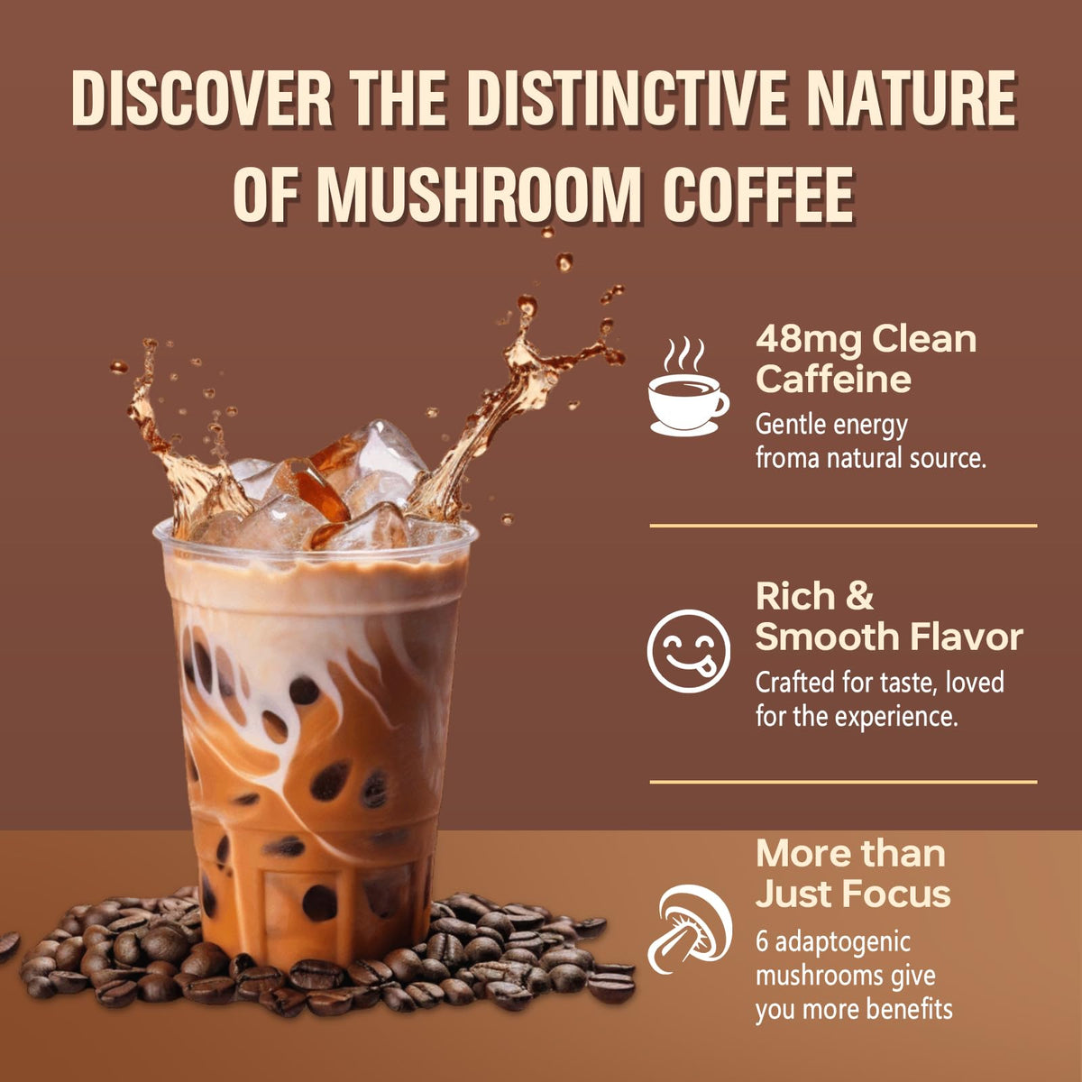 Bcuelov Café Instantané aux Champignons 2 Sachets avec tasse