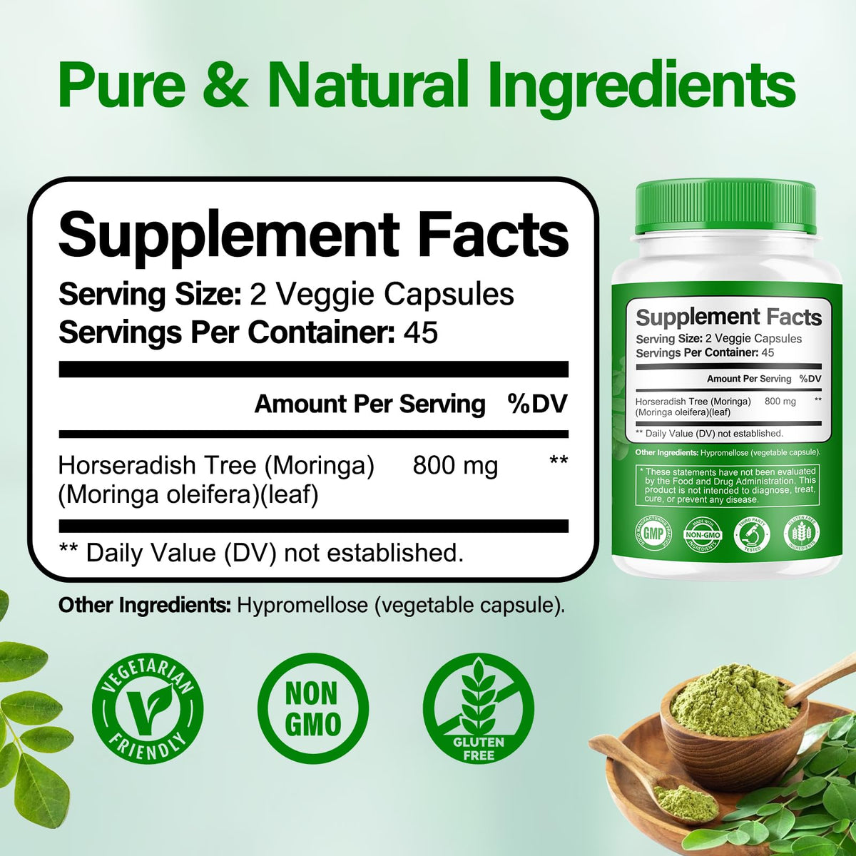 Bcuelov Capsules de Moringa 800mg flacon arrière