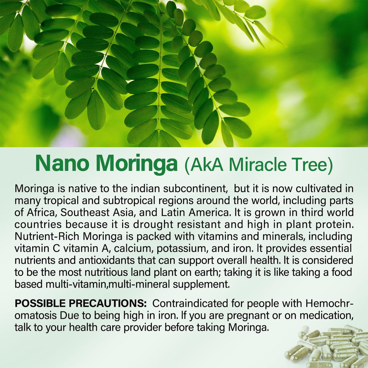 Bcuelov Capsules de Moringa 800mg vue de côté