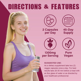 Bcuelov Capsules de Poudre de Betterave 1300mg - Étiquette du produit
