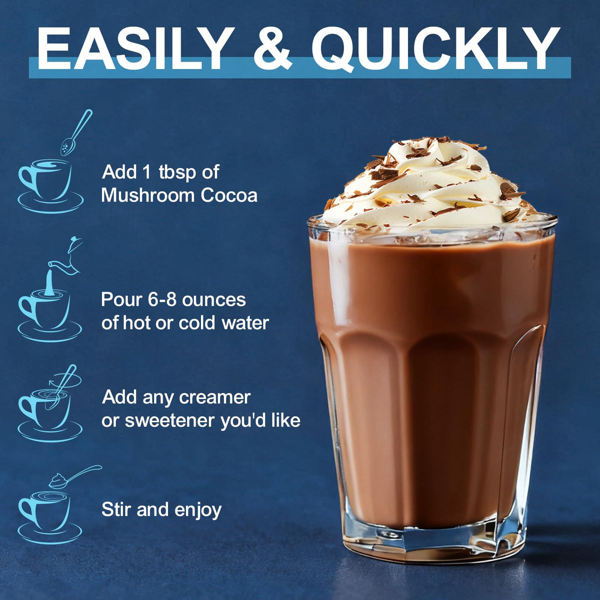 Bcuelov Chocolat Chaud aux Champignons en poudre dans une cuillère
