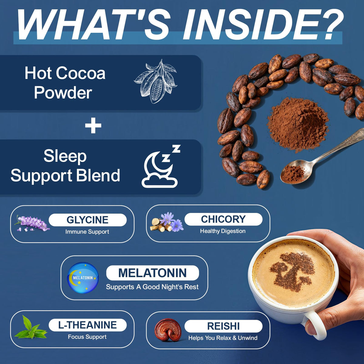 Bcuelov Chocolat Chaud aux Champignons ingrédients sur l'emballage