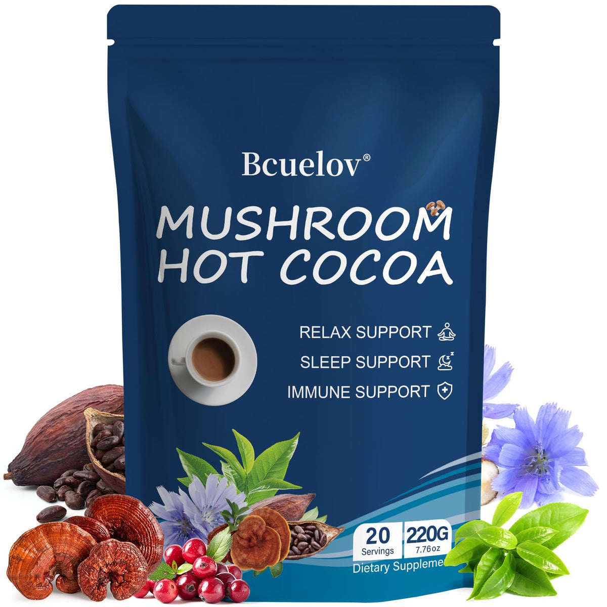 Bcuelov Chocolat Chaud aux Champignons sachet avant ouverture
