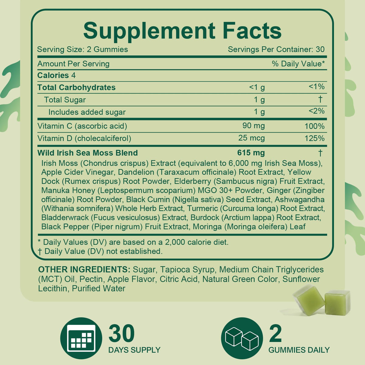Bcuelov Gummies de Mousse de Mer 16-en-1 gummies sur une table