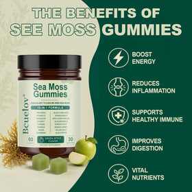 Bcuelov Gummies de Mousse de Mer 16-en-1 ingrédients sur l'étiquette