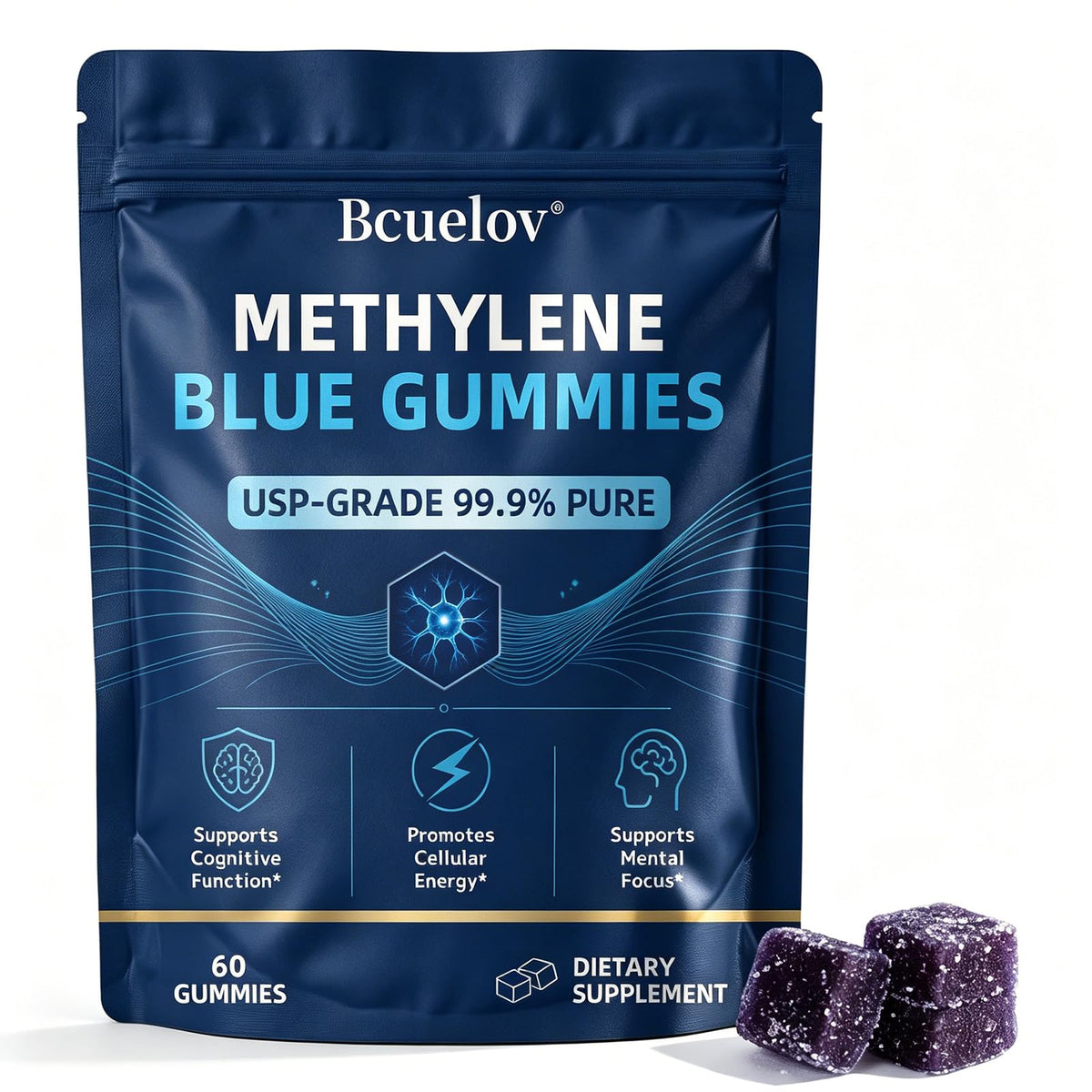 Bcuelov Gummies Methylene Blue 5mg devant avec emballage