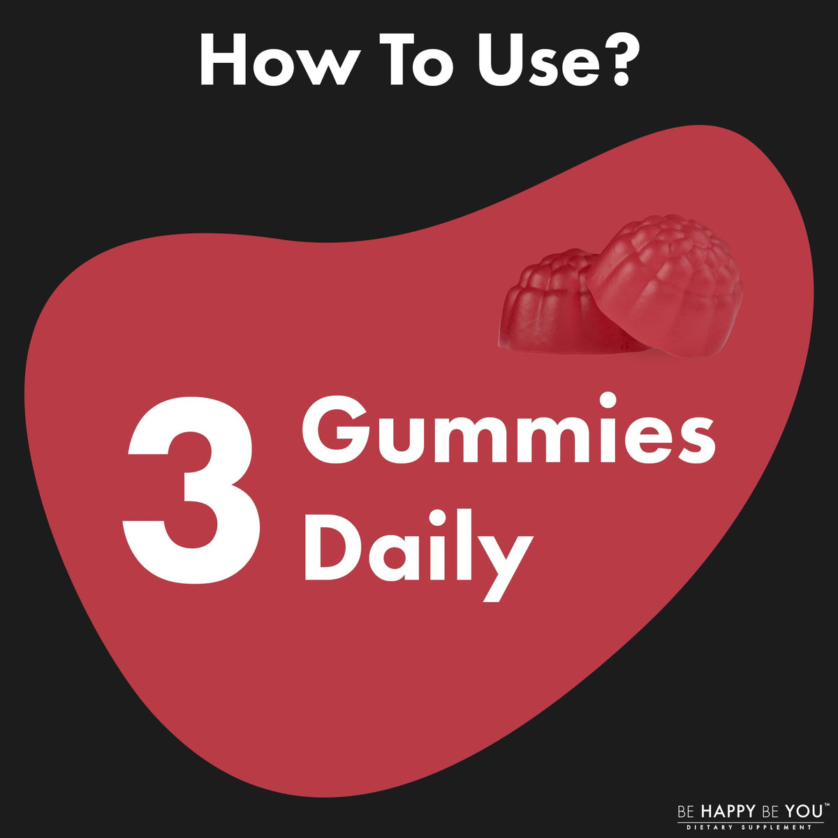 Be Happy Be You Gummies de créatine monohydrate, gummies sur une main