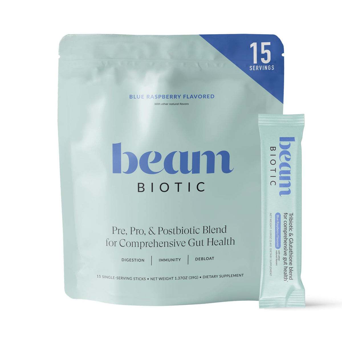 BEAM complément alimentaire probiotique 15 portions saveur framboise bleue