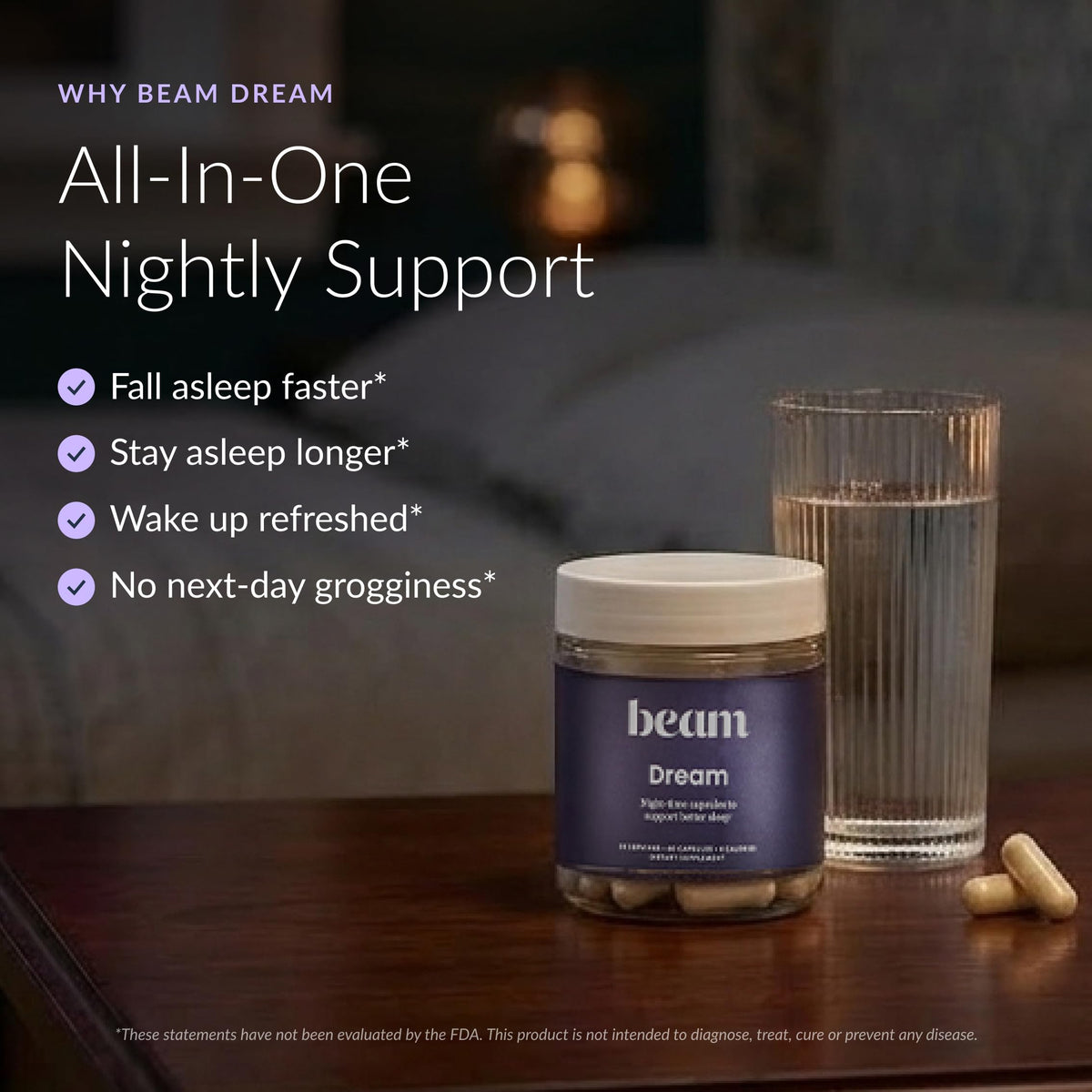 BEAM Dream Capsules de Sommeil – capsules en gros plan