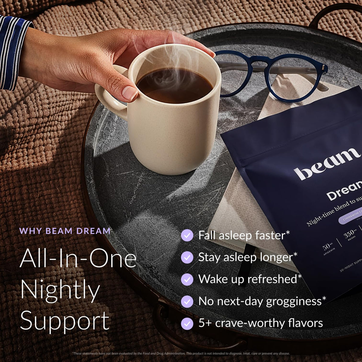 BEAM Dream Sleep Powder chocolate drink preparation