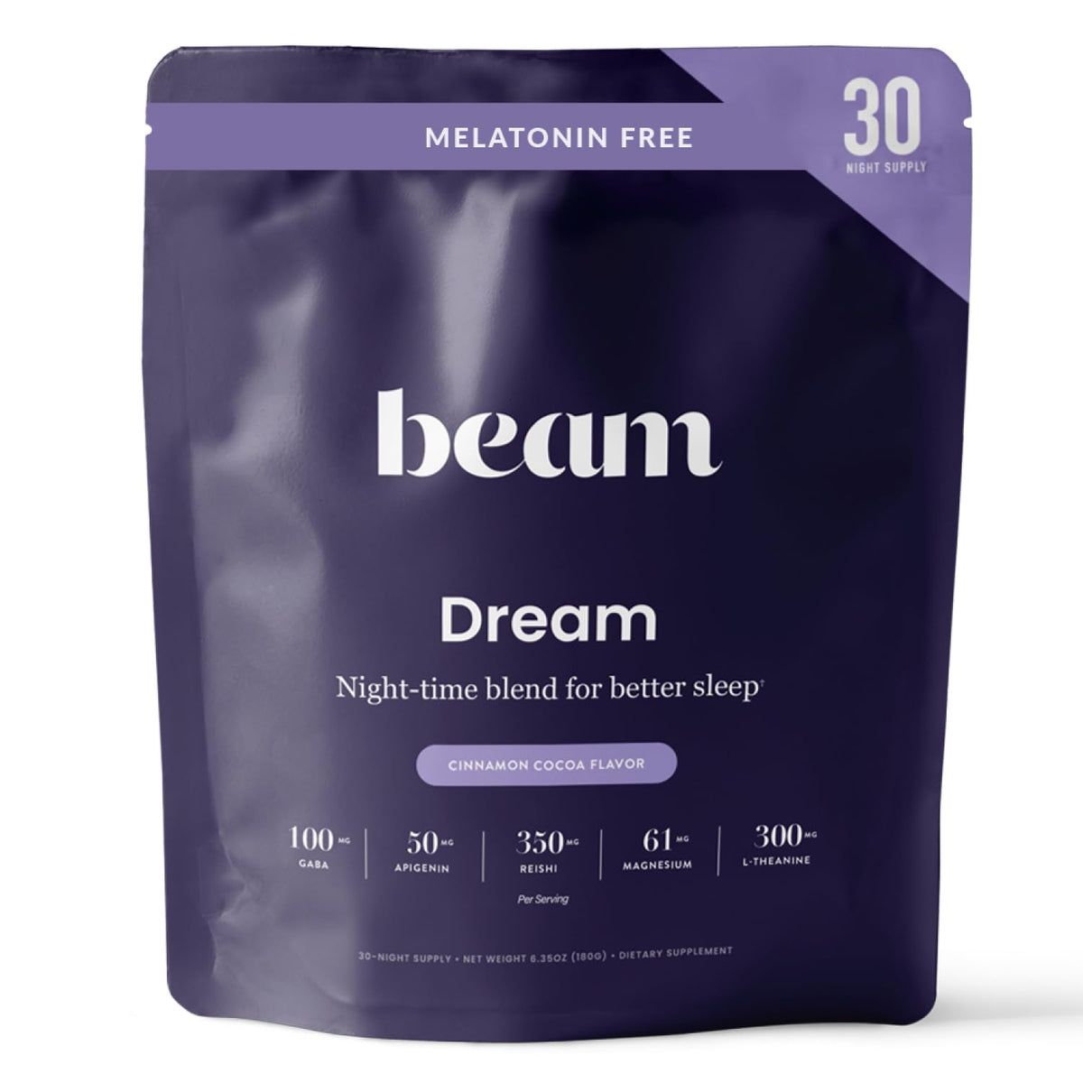 BEAM Dream Sleep Powder mélange de cacao à la cannelle, vue de face