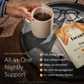 BEAM Dream Sleep Powder preparation in a cup