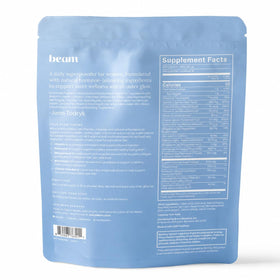 BEAM Glow complément alimentaire femme 15 portions framboise bleue avec verre d'eau