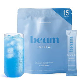 BEAM Glow complément alimentaire femme 15 portions framboise bleue vue de face