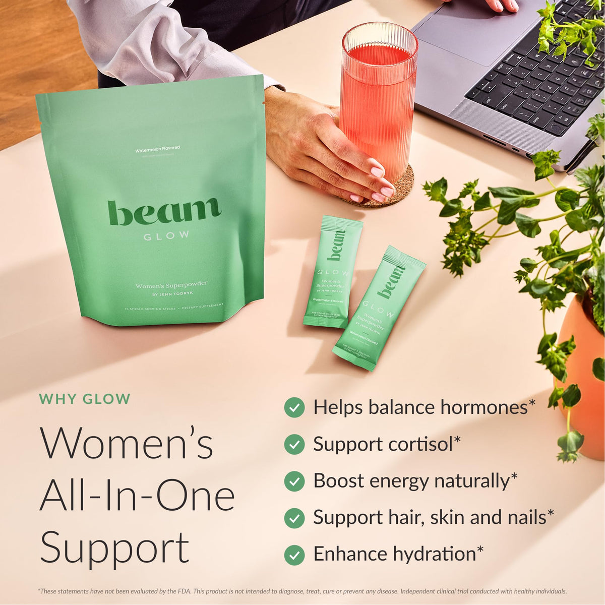 BEAM Glow complément alimentaire femme 30 servings vue arrière