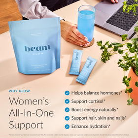 BEAM Glow Complément Alimentaire Femme capsules à l'intérieur de la boîte