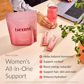 BEAM Glow complément alimentaire femme capsules ouvertes