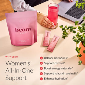 BEAM Glow Complément Alimentaire pour Femmes capsules en gros plan